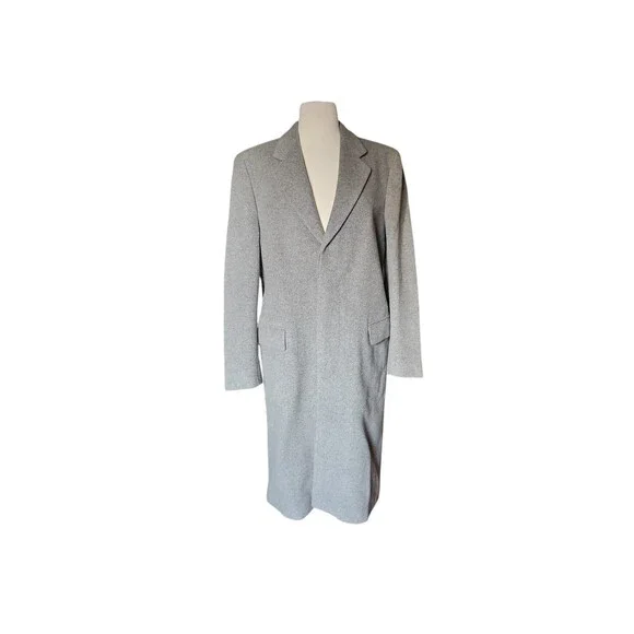 Vintage Jaques Francois Cashmere Blend Knee Length Coat Mens 37R Gray Business